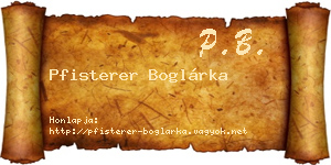 Pfisterer Boglárka névjegykártya